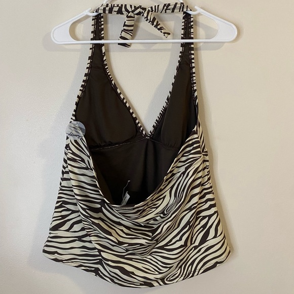 Old Navy Zebra Print Brown and Cream Halter Swimsuit Tank Top size XL - Picture 4 of 9
